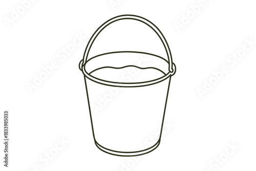 Simple black line drawing of a filled bucket with handle