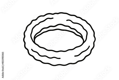 Hand-drawn circular wavy line art on white background
