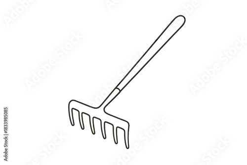 Outline of a garden rake for farming and gardening tools