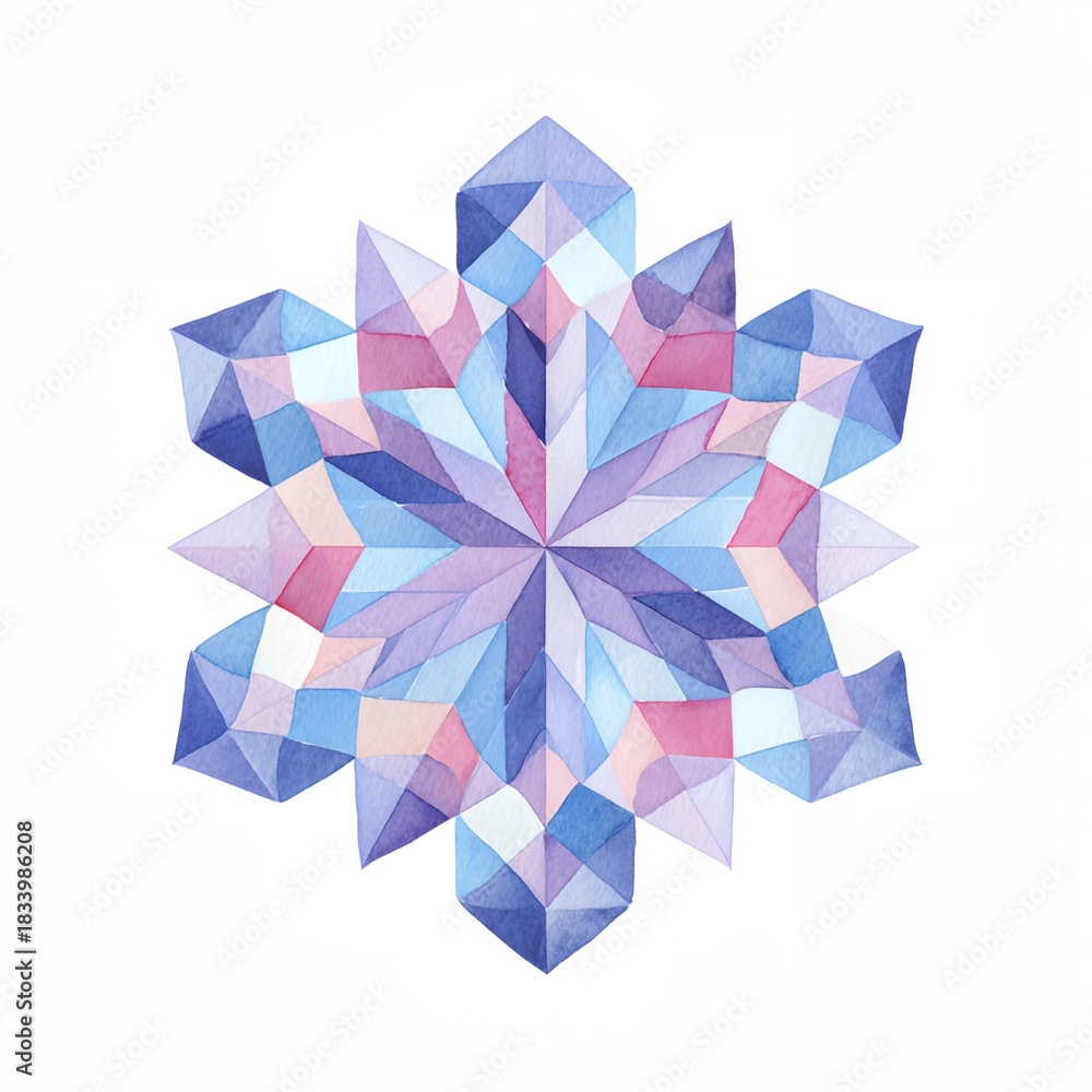 Obraz premium Snowflake made of blue and pink colors