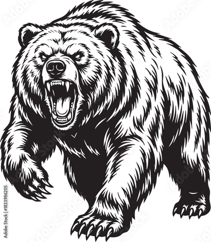Aggressive Roaring Bear Vector Mascot