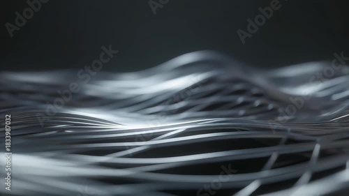 Bright silver lines weaving into rhythmic waves, offering a clean futuristic aesthetic ideal for tech visuals and modern product branding.
