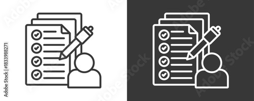 Questionnaire Icon Set Vector Collection Isolated In Black And White