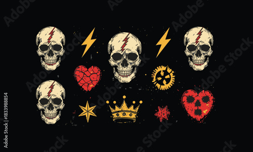 skull and crossbones illustration on a black background