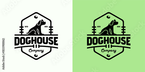 Doghouse Vintage Pet Paw Logo Emblem