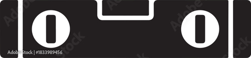 Black bubble level vector icon for construction and carpentry projects showing precise measurement