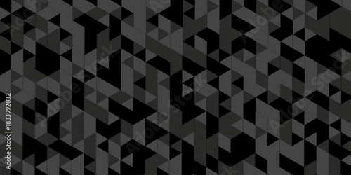 Abstract geometric wall tile and metal cube background triangle wallpaper. Seamless geometric pattern low polygon backdrop background. Gray diamond overlap polygonal background.	