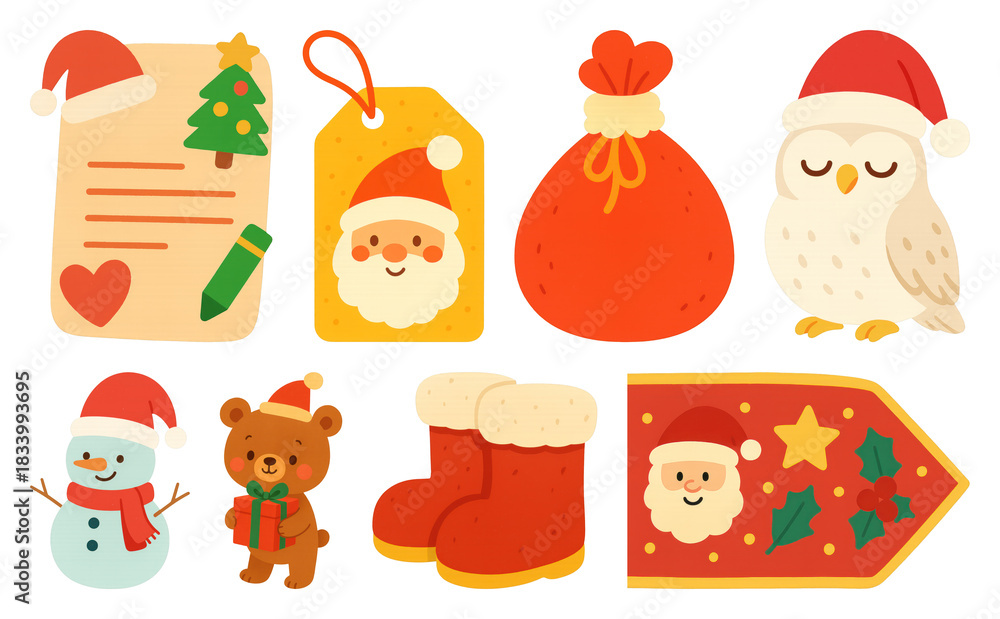 Naklejka premium Festive Christmas cartoon tags collection