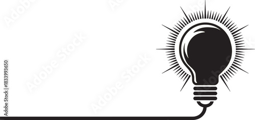 Bright idea light bulb illuminating with energy rays