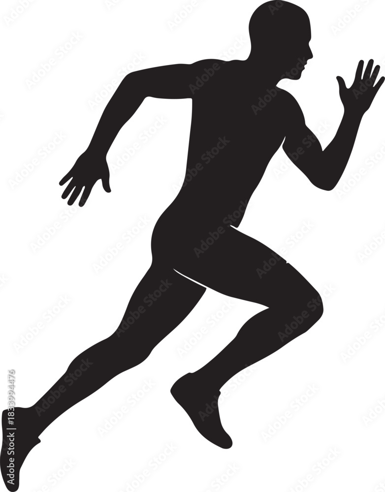 Fototapeta premium black silhouette of running man on white background, vector