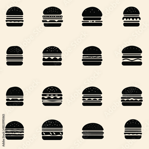 Fast Food Burger Icon Collection