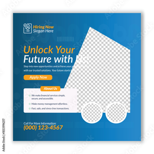 Unlock your future with us! job hiring social media post design