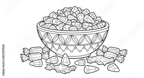 Elegant Decorative Bowl Filled Generously with Assorted Small Sweets and Candies