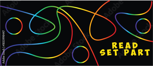Color Gradient Swirl Lines. Curve Linear Shape Pattern. Vector Abstract Backgrounds with Doodle Rainbow Ribbons.