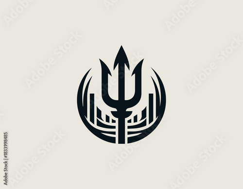 City Trident black vector logo illustration