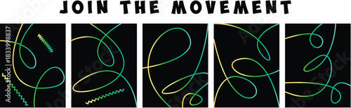 Color Gradient Swirl Lines. Curve Linear Shape Pattern. Vector Abstract Backgrounds with Doodle Rainbow Ribbons.