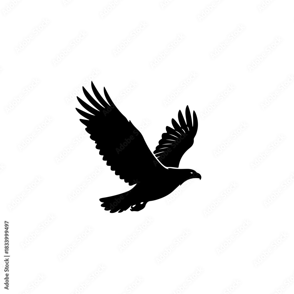 Obraz premium flying eagle solid black silhouette