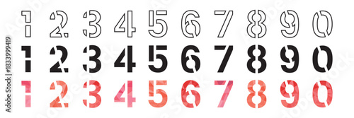 Bold stylized numbers in multicolor outline style.