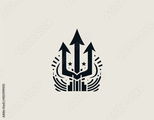 City Trident black vector logo illustration