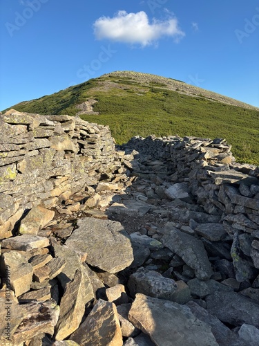 Stone trenches in the Carpathian Mountains