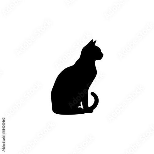 black cat solid silhouette vector