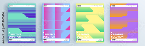 Modern abstract covers set, minimal covers design. Colorful geometric background, vector illustration.