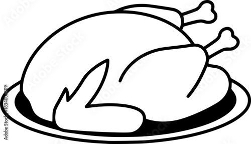 Roasted Turkey Poultry Silhouette Vector Icon