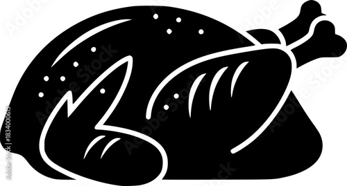Roasted Turkey Poultry Silhouette Vector Icon
