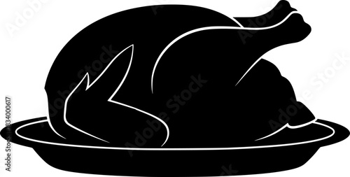 Roasted Turkey Poultry Silhouette Vector Icon