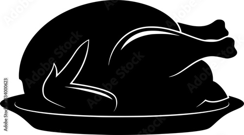 Roasted Turkey Poultry Silhouette Vector Icon