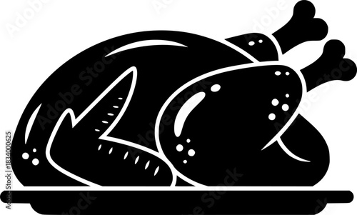 Roasted Turkey Poultry Silhouette Vector Icon