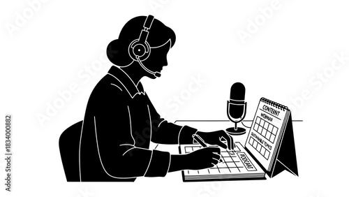 Person planning content for podcast and webinars