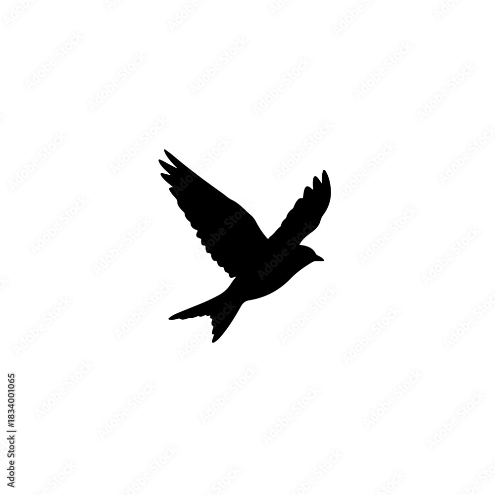 Obraz premium flying bird solid black silhouette