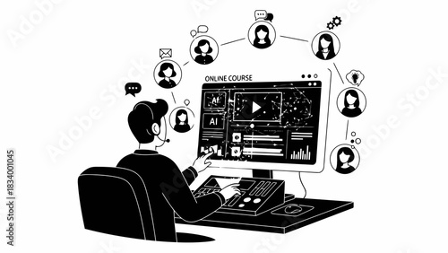 Online course learning and collaboration with ai