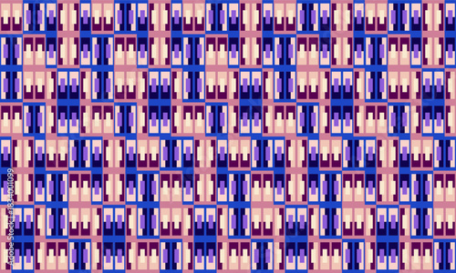 fuzzy abstract seamless geometric pattern with shapes, abstract colorful chess patterns vintage color block background, purple. Pink, red Blocks Wall checkerboard background repeat pattern design for 