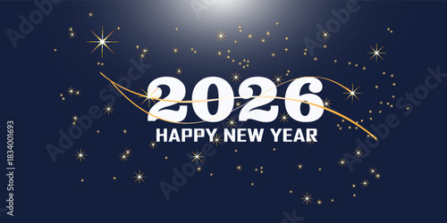 Happy New Year 2026 background banner. Premium vector design for Happy New Year 2026 greetings and celebrations. modern design background