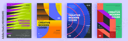 Modern abstract covers set, minimal covers design. Colorful geometric background, vector illustration.