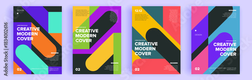 Modern abstract covers set, minimal covers design. Colorful geometric background, vector illustration.