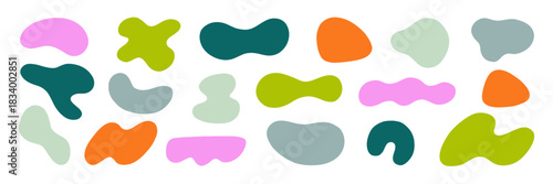 Funky Organic Soft Amoeba Shape Kit. Different Round Form Set. Abstract Blob Figure Bundle. Hand Drawn Vector Illustration