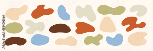 Neutral Organic Soft Amoeba Shape Kit. Different Round Form Set. Abstract Blob Figure Bundle. Hand Drawn Vector Illustration