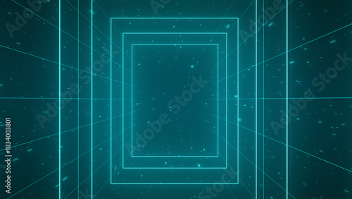 abstract digital dark space background with fast warp speed glowing particles for futuristic technology and high-speed data concept