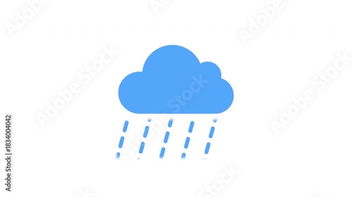 Animated heavy rain cloud minimal forecast icon with dynamic rainfall streaks on clean white background prores alpha channel 4k 60fps