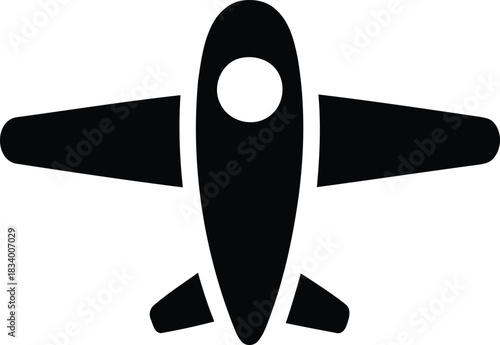 Sleek Black Airplane Silhouette Against White Backdrop Representing Travel and Aviation Industry Symbol