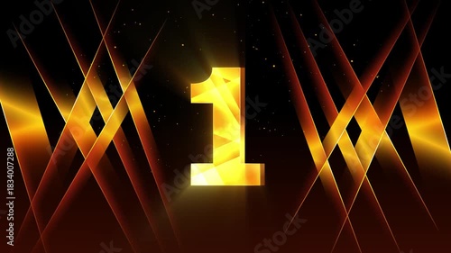 Golden Number One Animation - 3D Shiny Countdown Video for Intros, Events and Corporate Promos