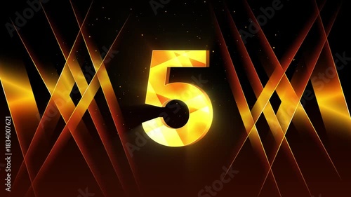 Golden Number Five Animation - 3D Shiny Countdown Video for Intros, Events and Corporate Promos