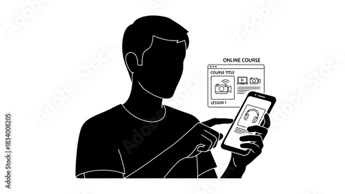 Person using smartphone to access online course content