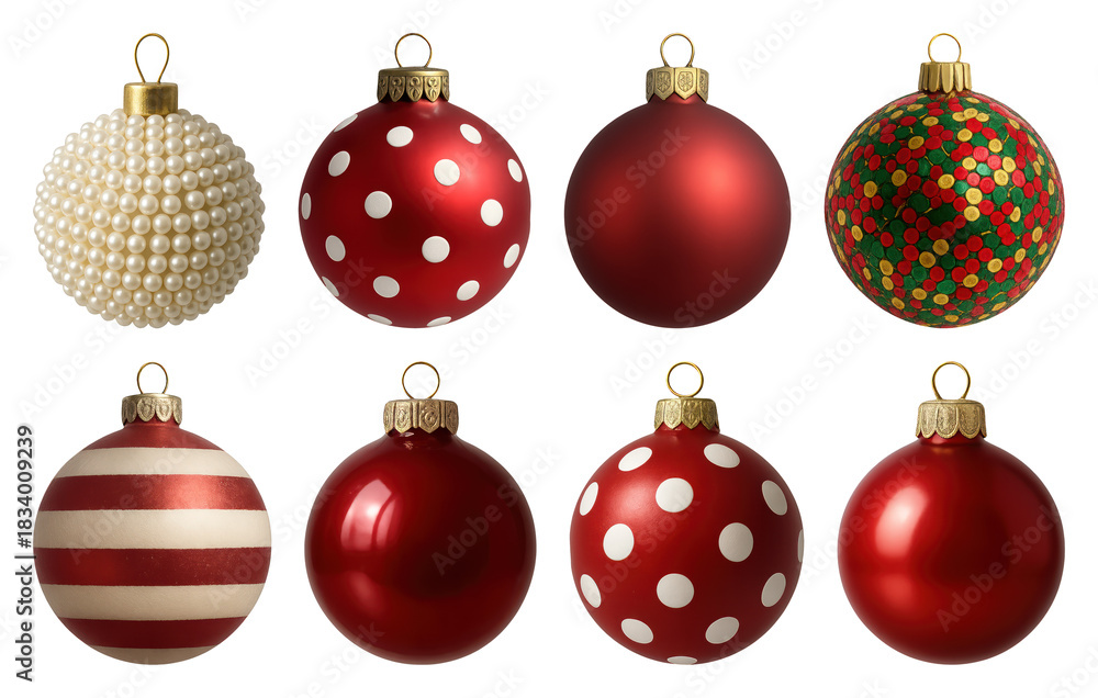 Obraz premium Festive red Christmas ornaments collection
