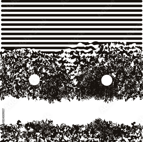 The striped one partially imitates a mask or the upper part of the face.