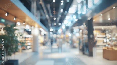 Wallpaper Mural Blurry indoor shopping mall, retail, blurred people, store displays, bokeh, spacious, modern, interior,  Torontodigital.ca