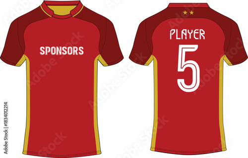 Sports t-shirt jersey design vector template, sports jersey with front and back view for Soccer, Cricket, Football Jersey design Concept